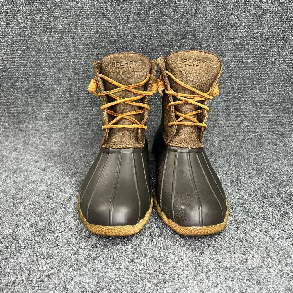 Sperry Top-Sider Saltwater‎ Duck Boots Women's Size Brown Leather Outdoor Rain